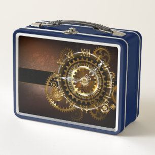 Lunch Box Horloge Steampunk avec des engrenages anciens