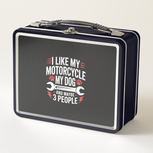 Lunch Box Humour de propriétaire de chien moto (Devant)
