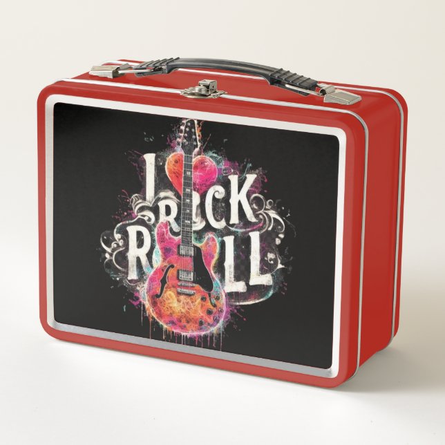 Lunch Box I Love Rock N Roll Guitare Électrique Peinture (Devant)
