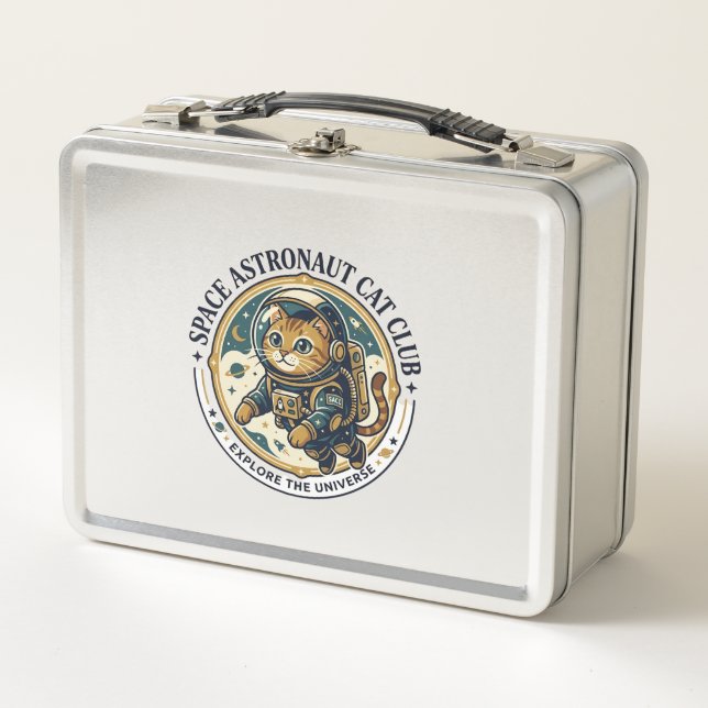 Lunch Box Idée cadeau papa chat astronaute spatial - Astrona (Devant)
