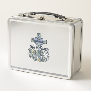 Lunch Box Il Est Ressuscité Croix De Pâques Vintage Vecteur