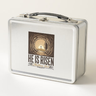 Lunch Box Il Est Ressuscité Pâques Tombeau Croix Vintage Chr