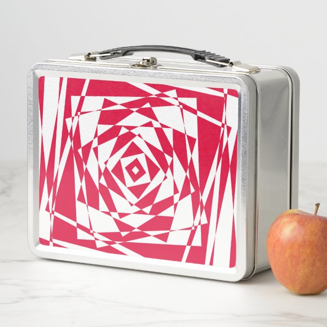 Lunch Box Illusion abstraite rouge blanc (En situation)