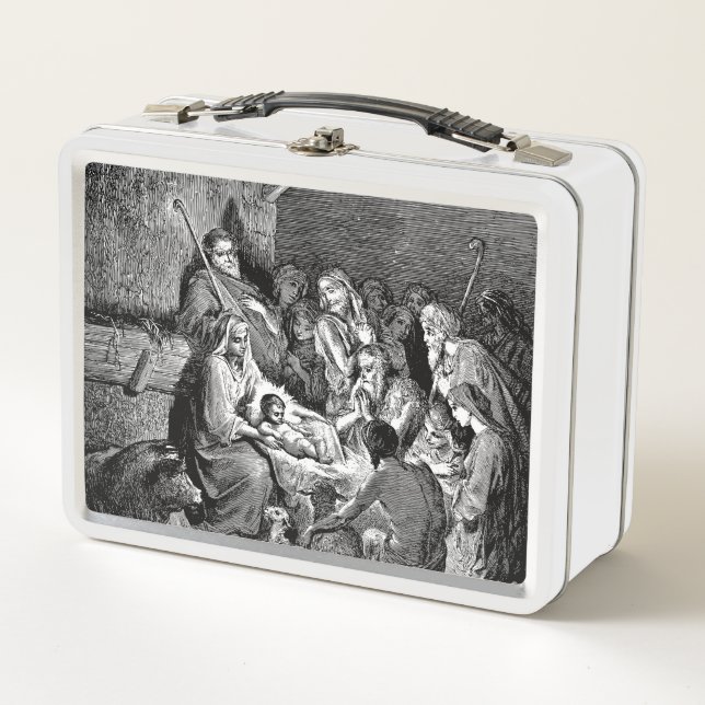 Lunch Box Illustrated Christmas Nativity Scene (Devant)