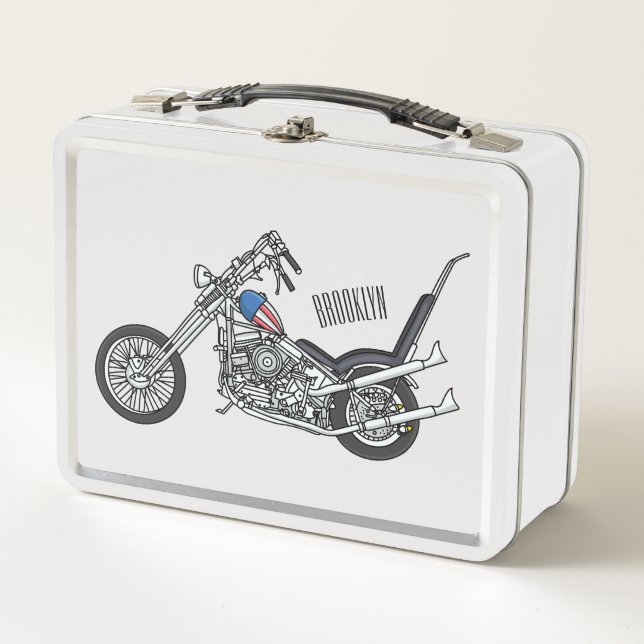Lunch Box Illustration de Chopper Motorcycle 1950 (Devant)