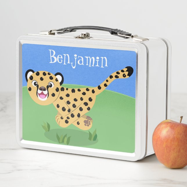 Lunch Box Illustration de dessin animé de bébé guépard migno (En situation)