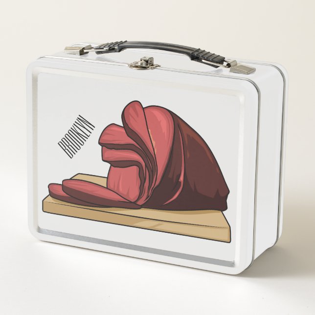 Lunch Box Illustration de dessin animé de jambon  (Devant)