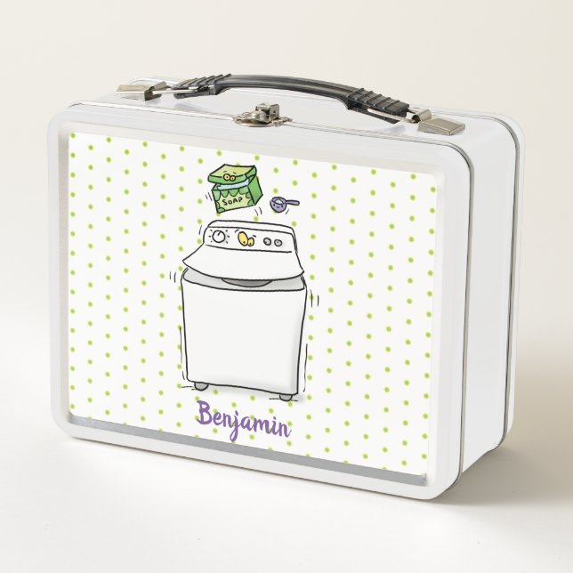 Lunch Box Illustration de dessin animé de lessive de machine (Devant)