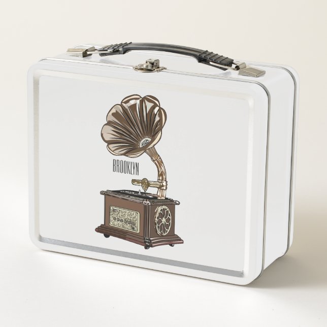 Lunch Box Illustration de dessin animé de platine tournante  (Devant)