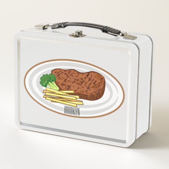Lunch Box illustration de dessin animé de steak (Devant)