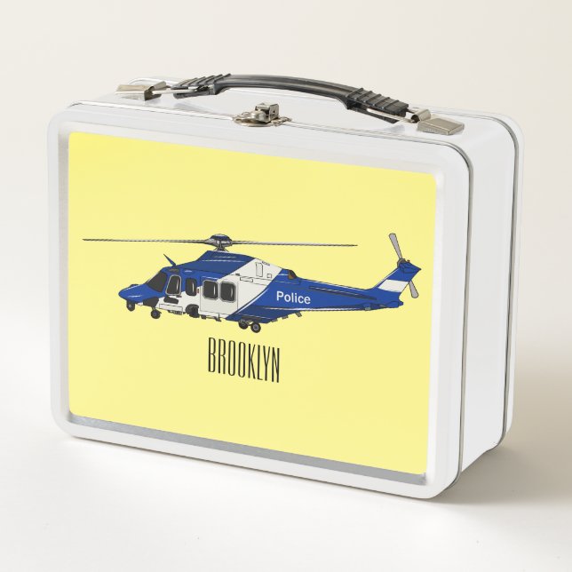 Lunch Box Illustration de dessin animé d'hélicoptère de poli (Devant)