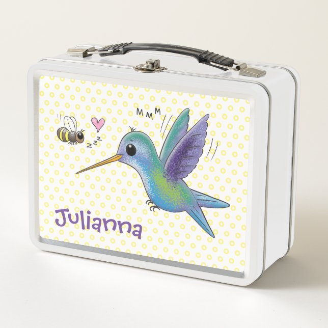 Lunch Box Illustration de dessin animé d'un colibri et d'une (Devant)