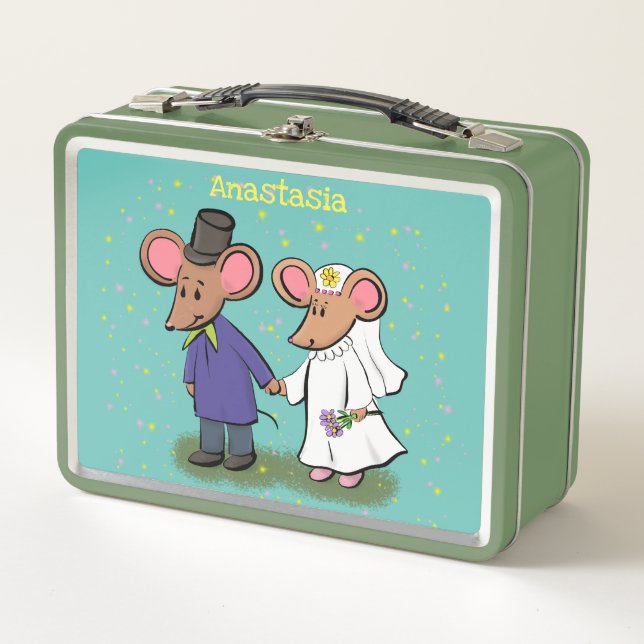 Lunch Box Illustration de dessin animé d'un couple de souris (Devant)