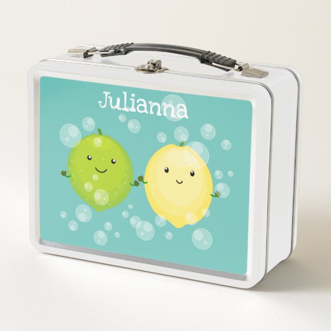 Lunch Box Illustration de mignons amis citron et citron vert (Devant)