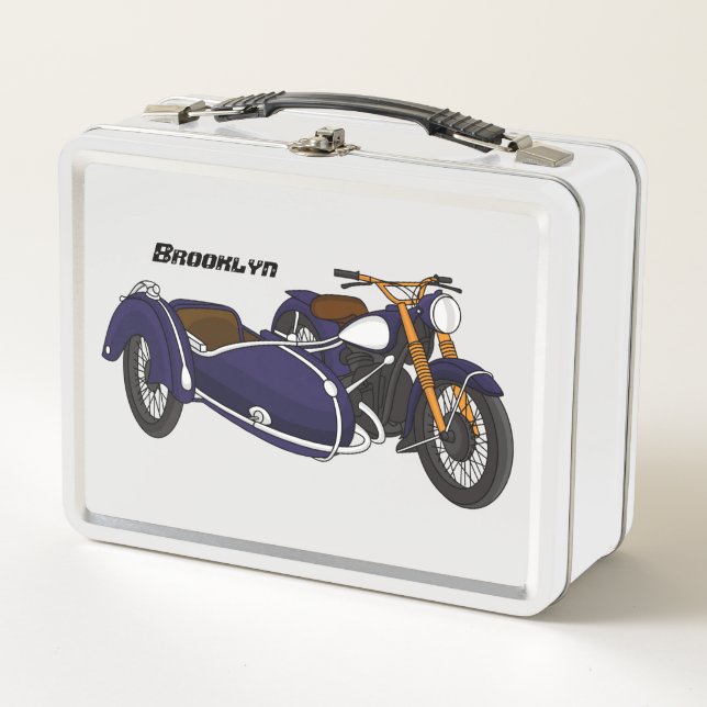 Lunch Box Illustration de moto violette avec side-car (Devant)