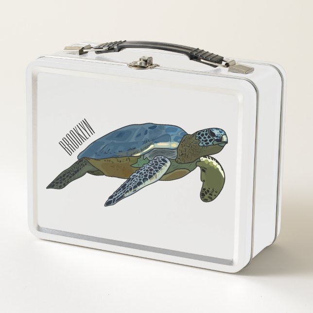 Lunch Box Illustration de tortue marine de dessin animé (Devant)