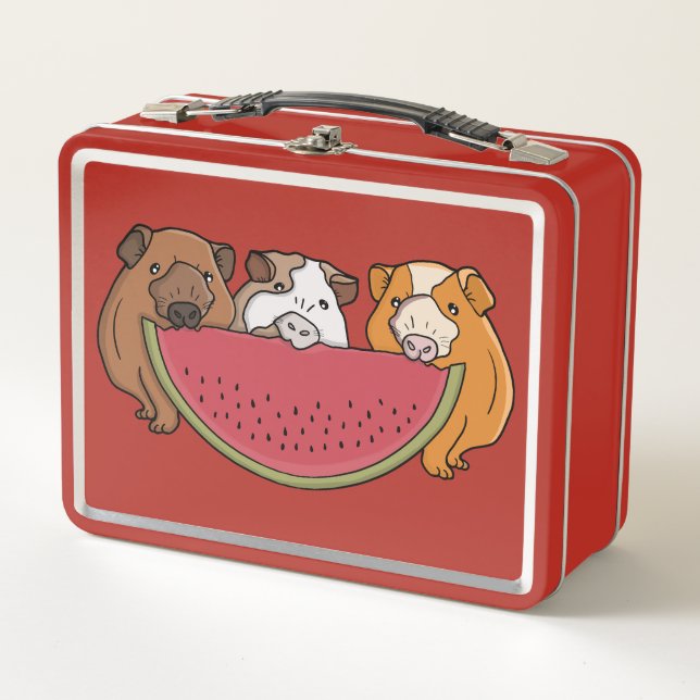 Lunch Box Illustration des Cochons de Guinée et de la pastèq (Devant)