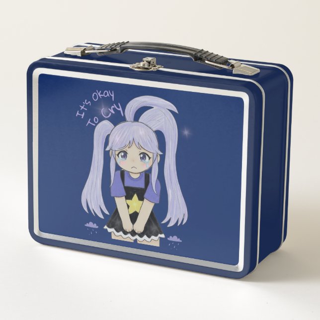 Lunch Box Illustration dessinée à la main d'une fille triste (Devant)