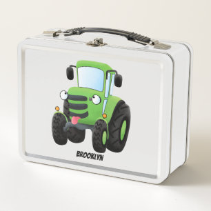 Lunch Box Illustration du joli joyeux tracteur agricole vert