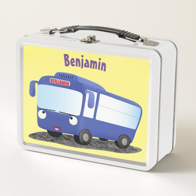Lunch Box Illustration d'un bus moderne bleu mignon (Devant)