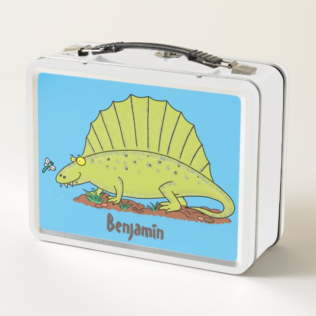 Lunch Box Illustration d'un dimétrodon vert mignon (Dos)