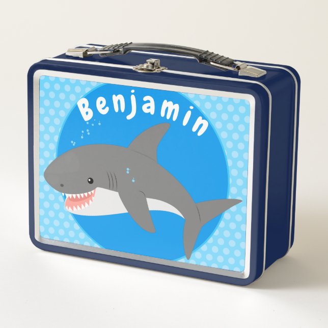 Lunch Box Illustration joyeuse du grand requin blanc (Devant)