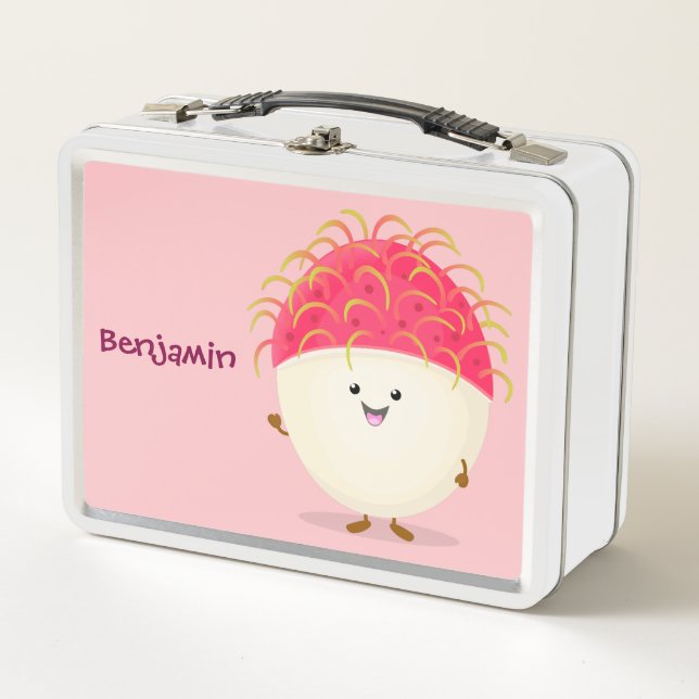 Lunch Box Illustration mignon du ramboutan rose (Devant)