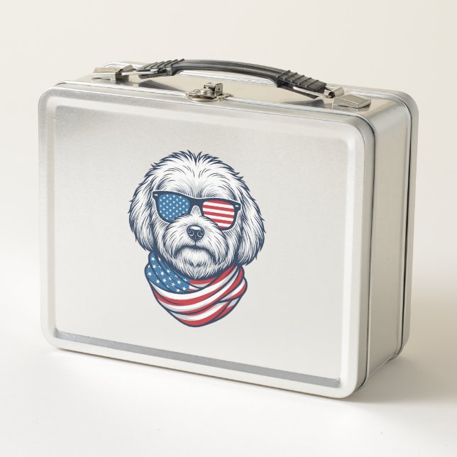 Lunch Box Illustration vectorielle de chien duveteux patriot (Devant)