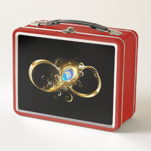 Lunch Box Infinité avec plume de paon doré