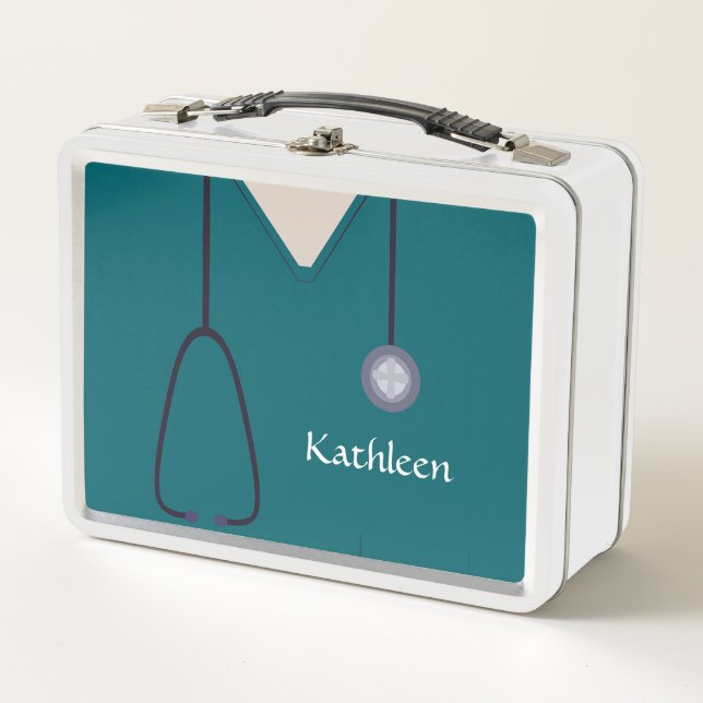 Lunch Box Infirmière sur mesure Médicale Scrubs Turquoise (Devant)