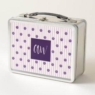 Lunch Box Initiales Blush & Violet Bandes Motif Floral