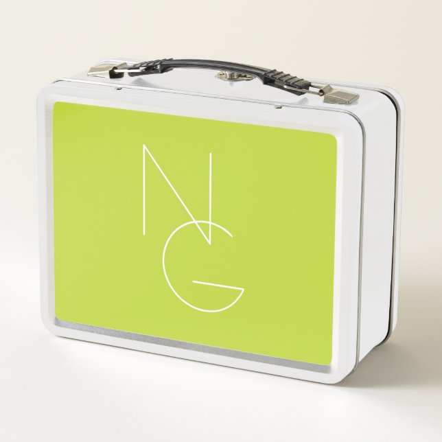 Lunch Box Initiales de chevauchement modernes 2 | Lime vert (Dos)