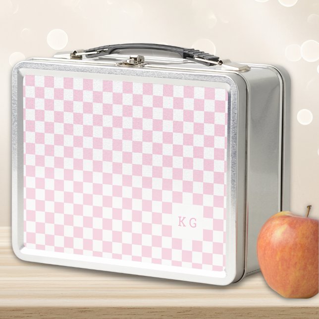 Lunch Box Initiales de monogramme Motif rose et blanc (Créateur téléchargé)