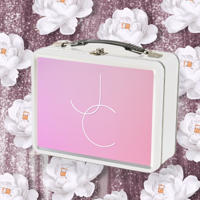 Lunch Box Initiales superposées Modern 2 | Ombre rose (Créateur téléchargé)