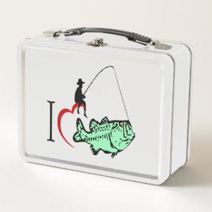 Lunch Box J'adore aller pêcher avec un coeur rouge