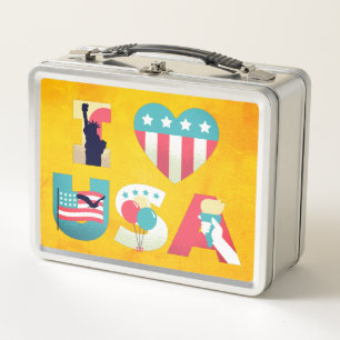 Lunch Box J'ADORE le design de drapeau américain