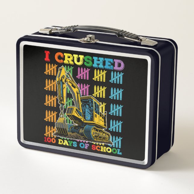 Lunch Box J'Ai Écrasé 100 Jours D'Excavateur Scolaire (Devant)
