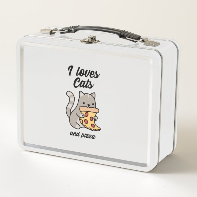 Lunch Box J'aime chats et pizza chaton mignonne chaton (Devant)