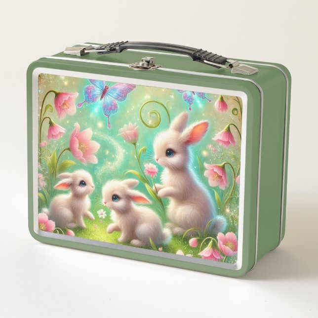 Lunch Box Jardin de lapin de printemps Imaginaire (Devant)