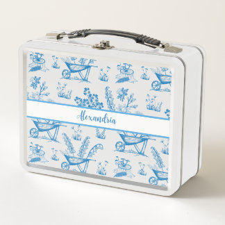 Lunch Box Jardin vintage bleu personnalisé