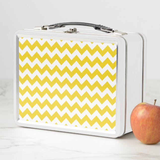 Lunch Box Jaune Zigzag, Jaune Chevron, Motif géométrique (En situation)