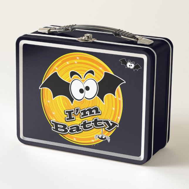 Lunch Box Je suis Batty Orange et Yellow Swirl (Devant)