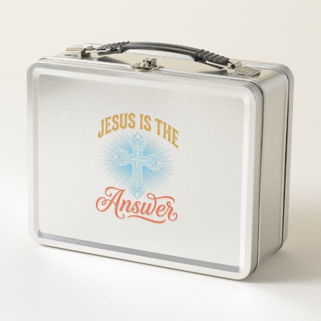 Lunch Box Jésus Est la Réponse Croix Chrétienne Conception V (Devant)