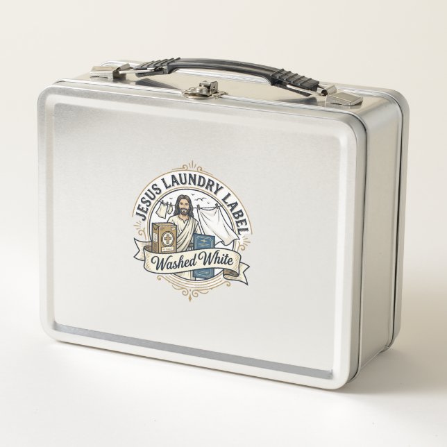 Lunch Box Jesus Étiquette de Lavage Lavé Blanc Jesus Lavage  (Devant)
