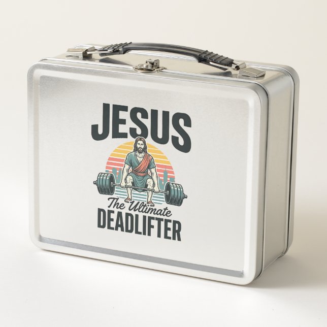 Lunch Box Jésus l'haltérophile ultime vintage (Devant)