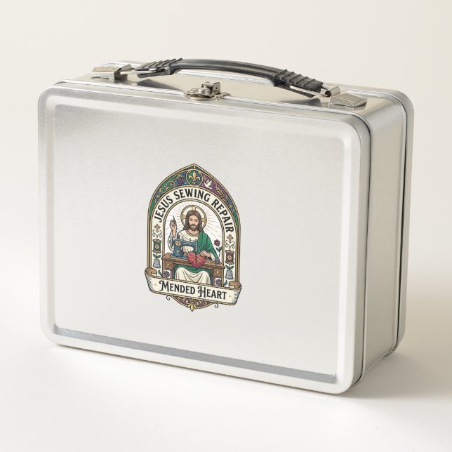 Lunch Box Jésus Réparation de Couture Cœur Réparé Jésus Répa (Devant)