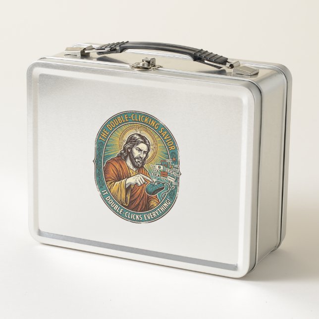 Lunch Box Jésus Souris Double Clic Cassée Bureau IT Tech  (Devant)