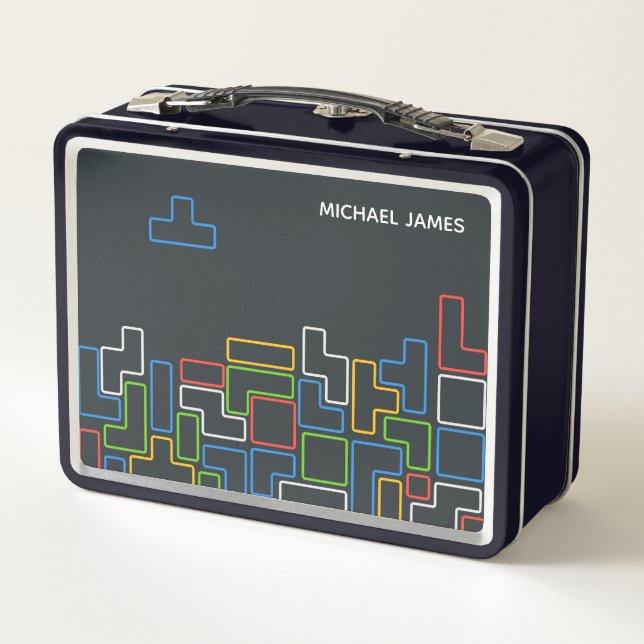 Lunch Box Jeu vidéo coloré Retro Gamer Nom personnalisé (Dos)