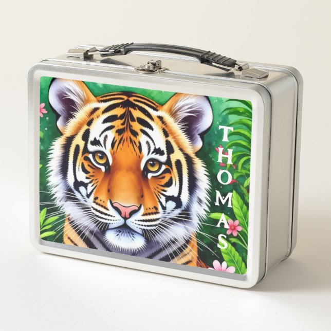 Lunch Box Jeune tigre botanique audacieux (Devant)