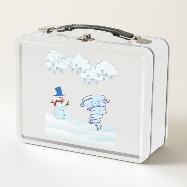 Lunch Box Joli bonhomme de neige et vent d'hiver (Devant)